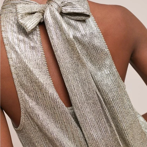 Anthropologie Maeve Metallic Silver Skirt - Picture 9 of 9